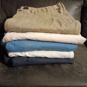 5 Pairs Men's Casual Pants  - Tan, Blue, Gray, Beige
